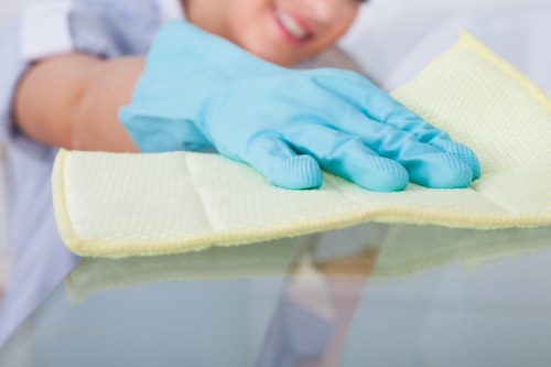 Domestic cleaner working in an Edgware living room