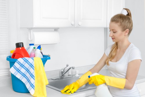 Kitchen and cupboard cleaning during a move in clean in Edgware